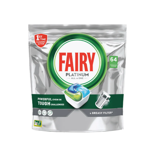 Fairy Platinum All-in-One Dishwasher 64 Capsules 